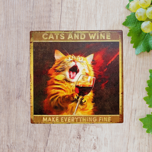 Cat - cats and wine make everything fine