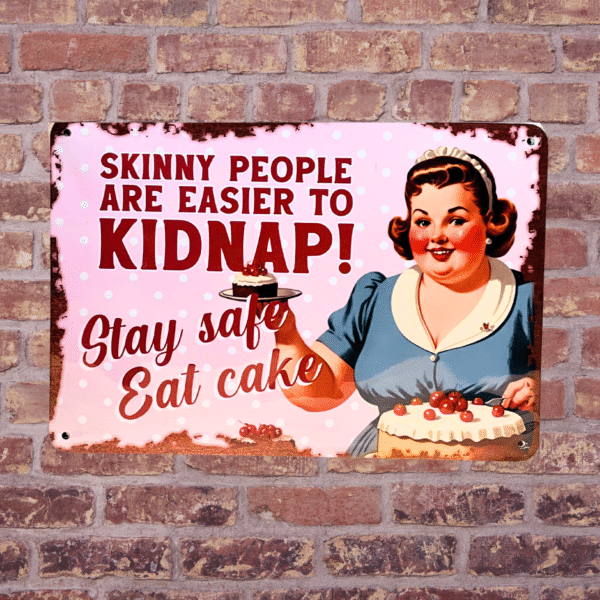 stay safe eat cake - metal sign